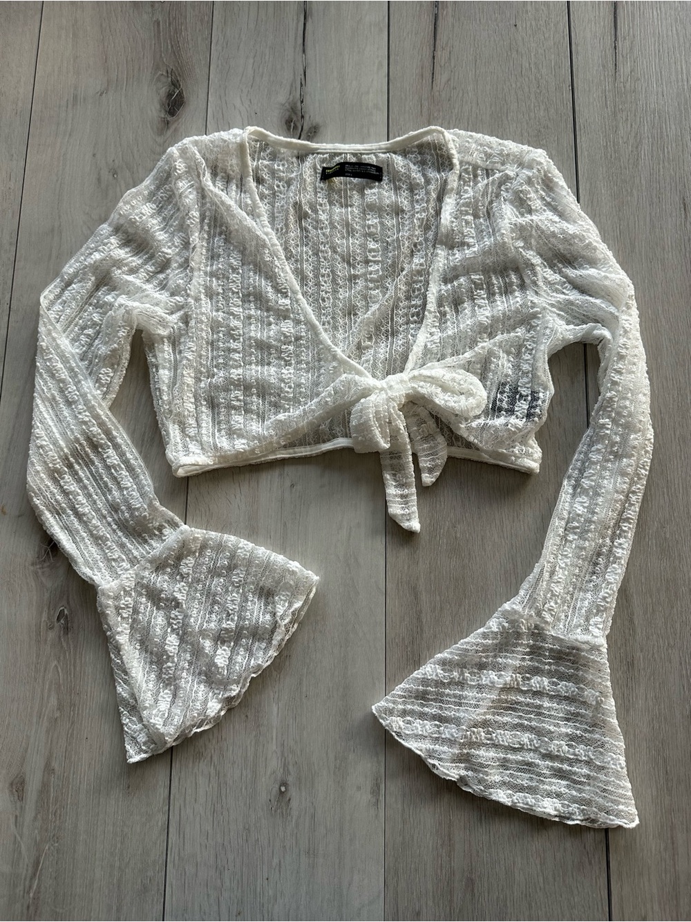 Finesse Lace Tie Up Detail Crop Top White L NWOT